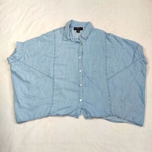 Fifteen Twenty Boxy Crop Over Sized Fit Chambray Button Down Shirt Size XS